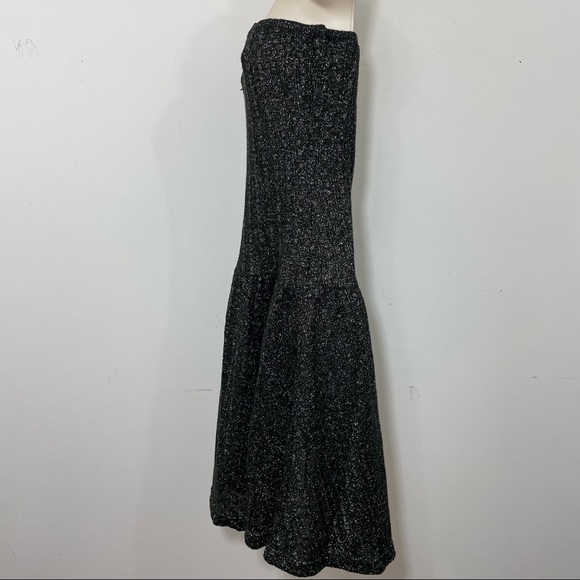 Free people knit tube top dress black metallic silver fit and flare mini size M - Picture 3 of 9